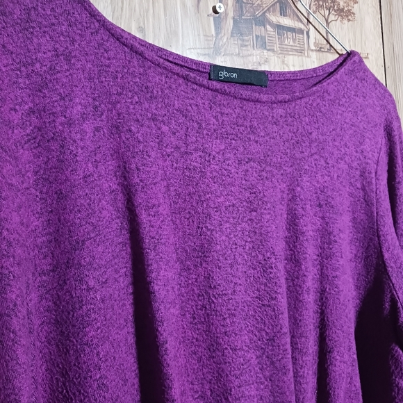Gibson Heathered Magenta Knot Front Luxe Sweater Size Small - Picture 3 of 7